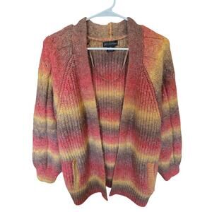 Design 365 Lagen Look Fuzzy Cardigan Sweater 1x Womens Plus Size Multicolor